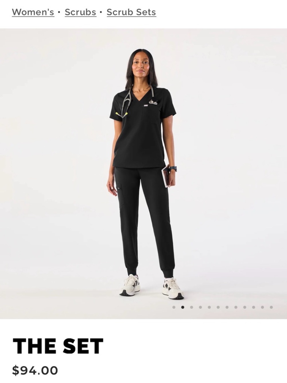 Figs Women's Black Scrub Set (sold as set- size L Catrina top and Zamora jogger)